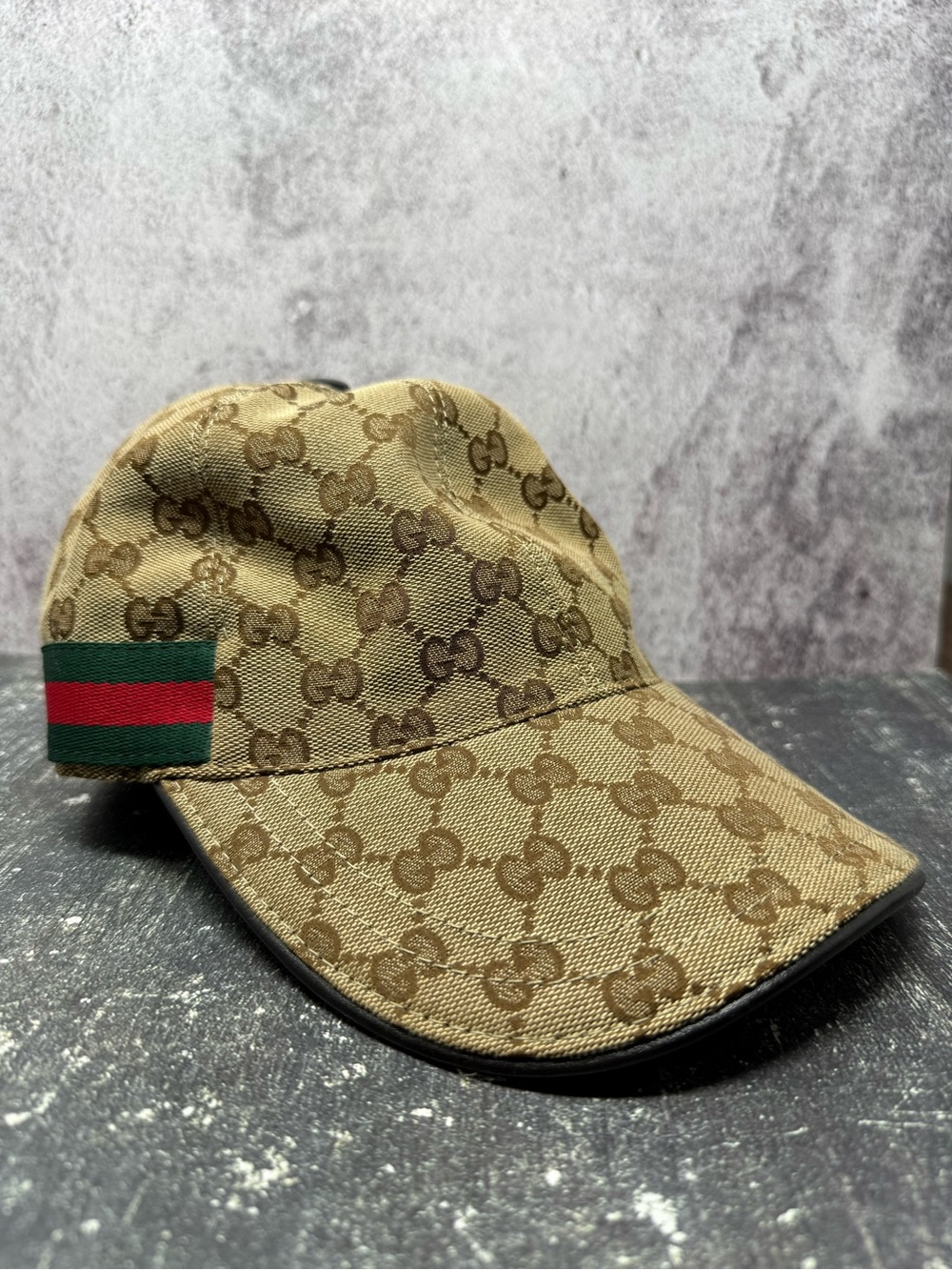Gucci Hat Cap Baseball Cap GG Canvas Sherry Line Beige Size M Unisex Authentic